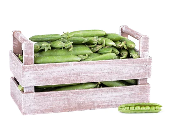 Peas in a wooden bo — Stock Photo, Image
