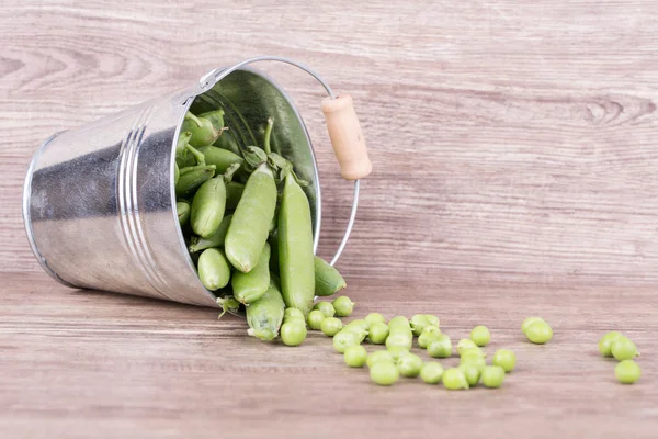 Peas in a bucket — Stock Photo, Image