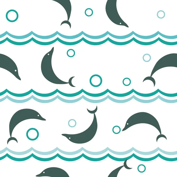 Seamless dolphin pattern — Stock Vector