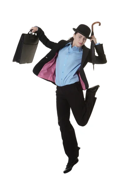 Jumping business woman — Stock Photo, Image