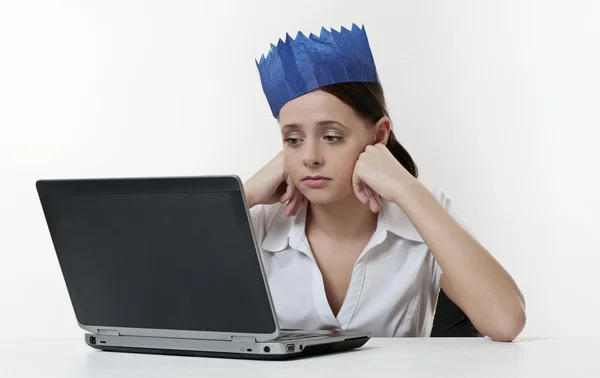 Mujer en el trabajo en Navidad — Foto de Stock