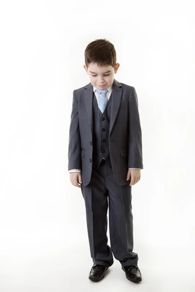 年轻的孩子装扮成一个商业人士 — 图库照片