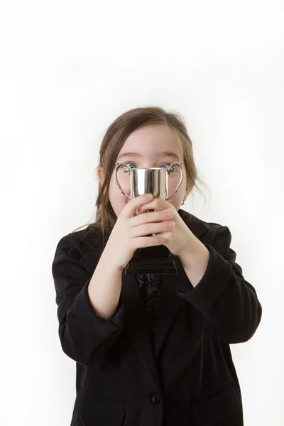 Kid dressed up as a business person — Stock Photo, Image