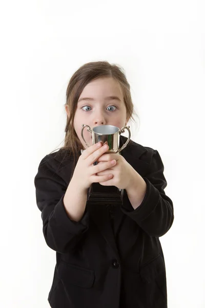 Kid dressed up as a business person — Stock Photo, Image