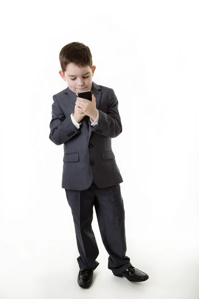 Niño disfrazado de persona de negocios — Foto de Stock
