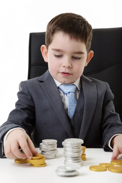 Kid dressed up as a business person — Stock Photo, Image