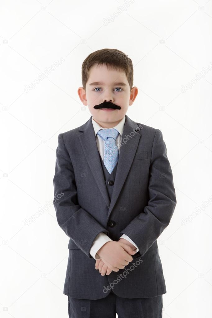 young kid dressed up as a business person