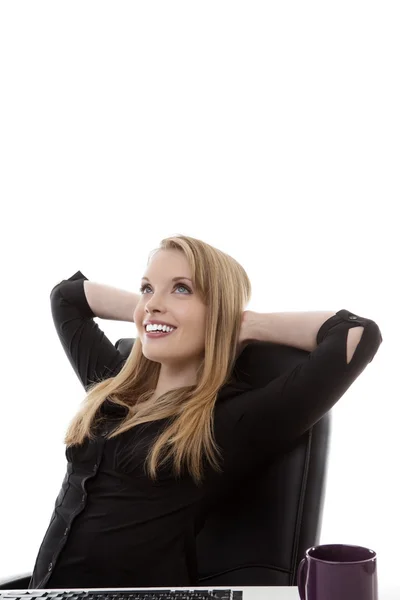 Woman working at her desk — Stock Photo, Image