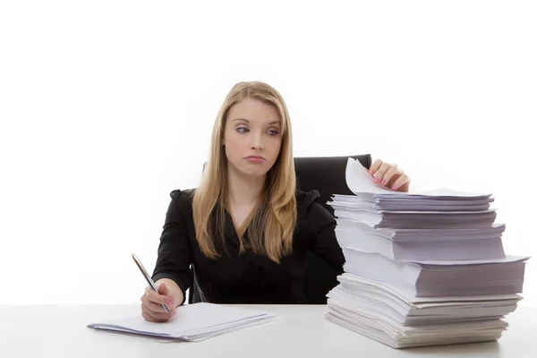 Woman working at her desk — Stock Photo, Image