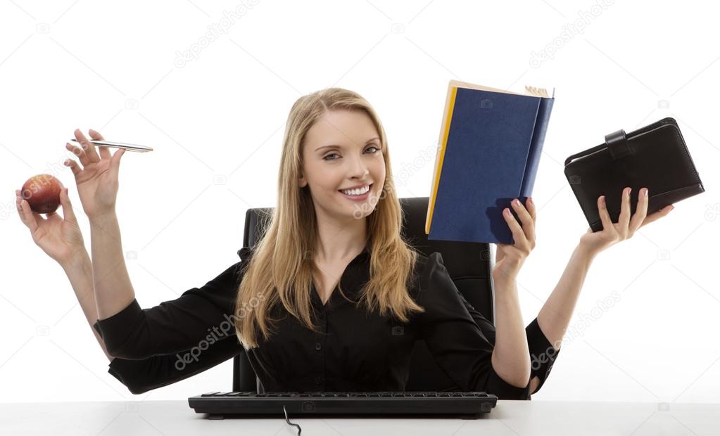 busy woman at her desk