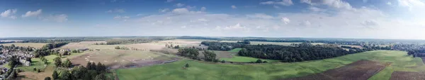 Légi Panoráma Kép Falu Fölött Weeting Brandon Angliában Egy Sertésfarm — Stock Fotó