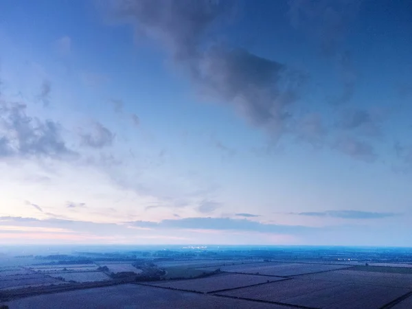 Por Sol Sobre Terras Agrícolas Perto Aldeia Feltwell Norfolk Inglaterra — Fotografia de Stock