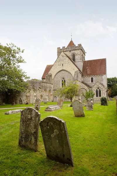 Udsigt Kirken Saint Mary Saint Blaise Landsbyen Boxgrove West Sussex - Stock-foto