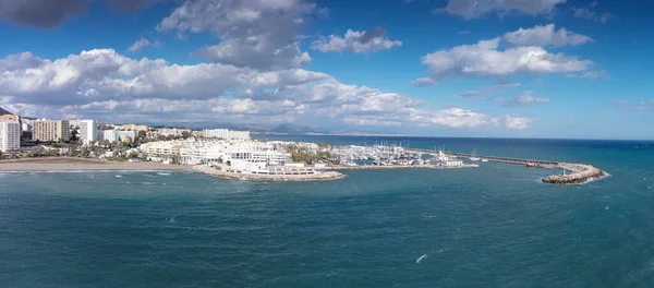 Panorama Luftaufnahme Der Küstenlinie Von Benalmadena Spanien — Stockfoto
