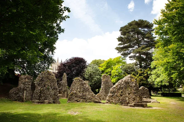 Les Ruines Abbaye Dans Parc Enterré Edmunds Était Autrefois Des — Photo