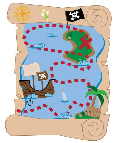 Mapa del Tesoro Pirata — Vector de stock