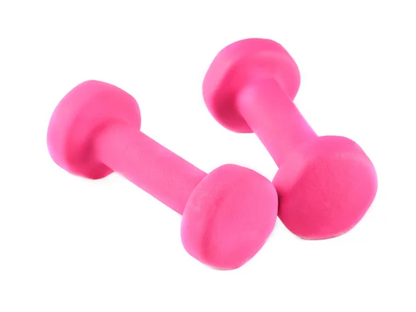 Pink glossy dumbbell — Stock Photo, Image