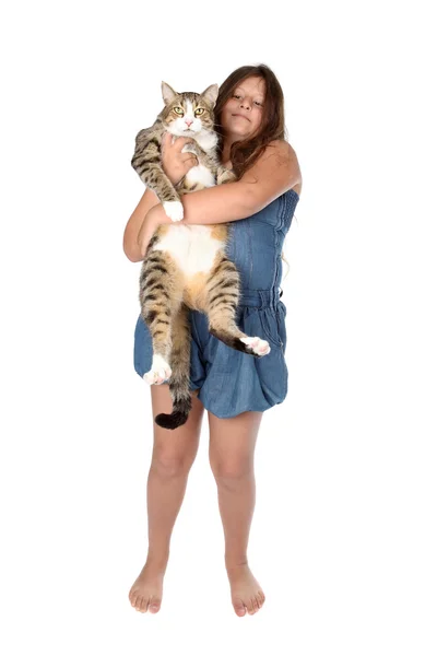 어린 소녀와 고양이 — 스톡 사진