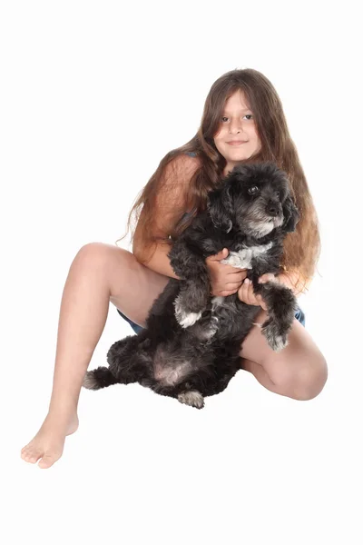 Little girl with dog — Stock Photo, Image