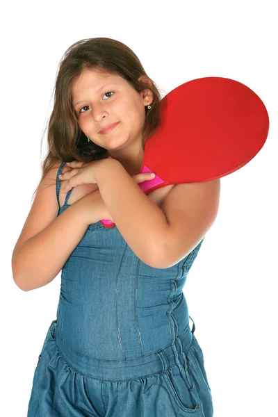 Chica con una raqueta de ping-pong — Foto de Stock