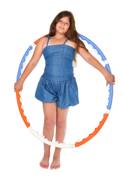 Girl with hula hoop — Stock Photo, Image