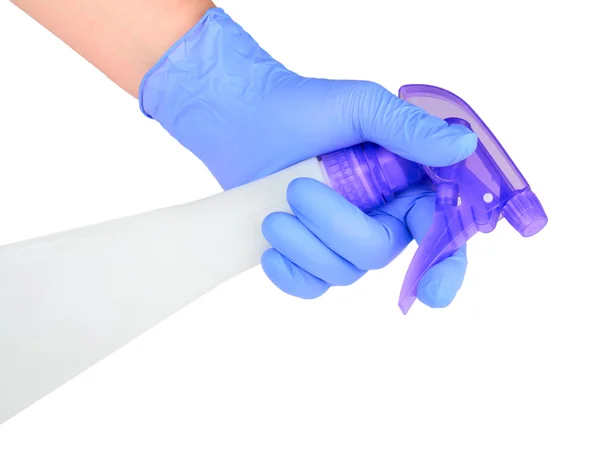 Ręka z spray do czyszczenia — Zdjęcie stockowe