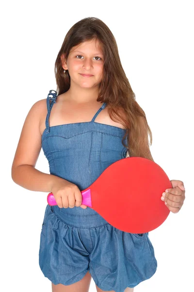 Flicka med en racket bordtennis — Stockfoto