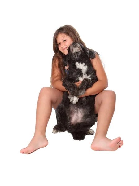 Meisje met hond — Stockfoto