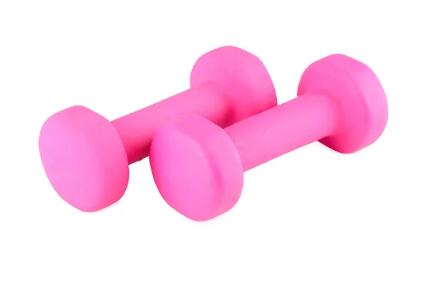 Pink glossy dumbbell — Stock Photo, Image
