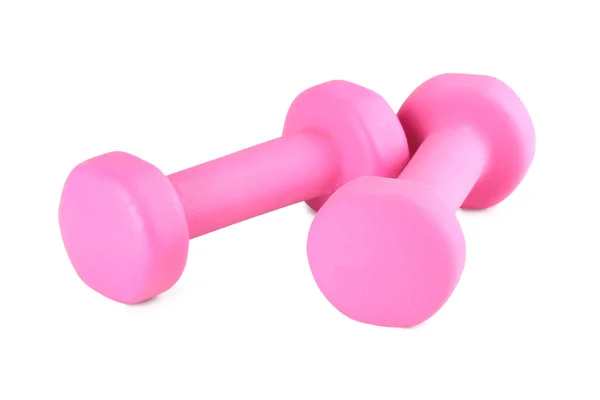 Pink glossy dumbbell — Stock Photo, Image