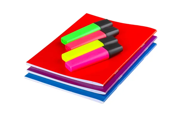 Cuadernos y marcadores — Foto de Stock