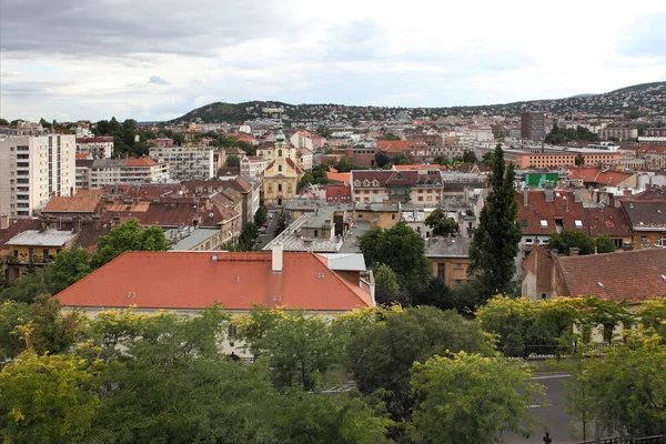Widok Powietrza Budynki Dachy Budapesztu Węgry — Zdjęcie stockowe