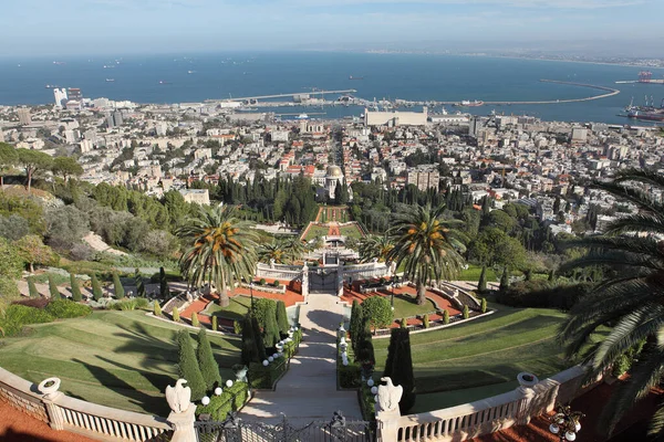 Haifa Israel December 2021 Bahai Gardens Teraszai Felülről — Stock Fotó