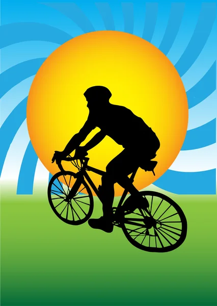 Hombre en bicicleta — Vector de stock