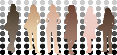 farklı tonları kızlarla Silhouettes