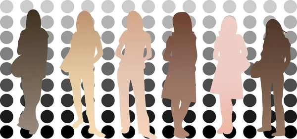 farklı tonları kızlarla Silhouettes