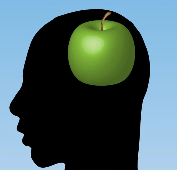 Apple in head — Stock Vector