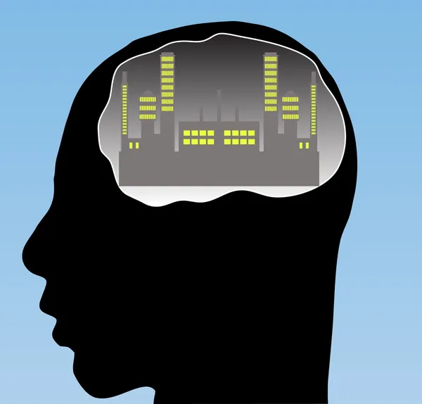 Ciudad en tu cerebro — Vector de stock