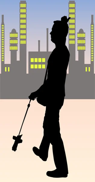 Man calling taxi — Stock Vector