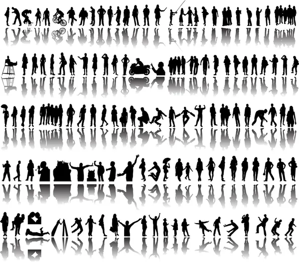 Silhouettes de personnes avec réflexion — Image vectorielle