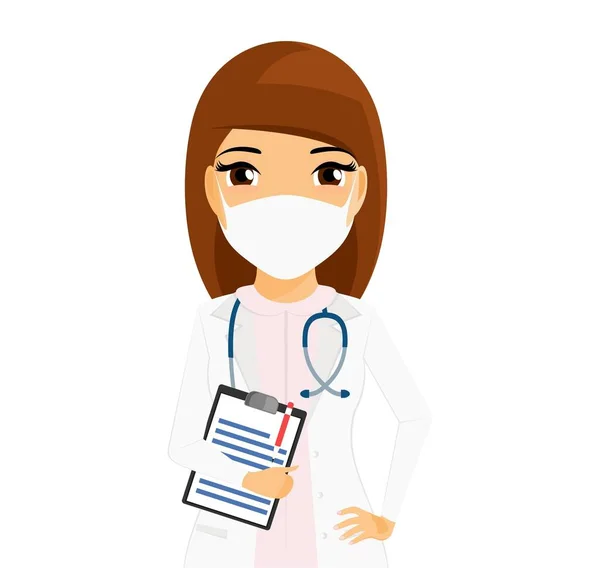 Ιατρική Και Υγειονομική Περίθαλψη Ένα Νεαρό Κορίτσι Είναι Επαγγελματίας Γιατρός — Διανυσματικό Αρχείο