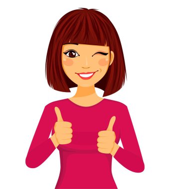 Kızların duyguları. El hareketleri, karakter. Beyaz arka planda düz stil. Çizgi film 