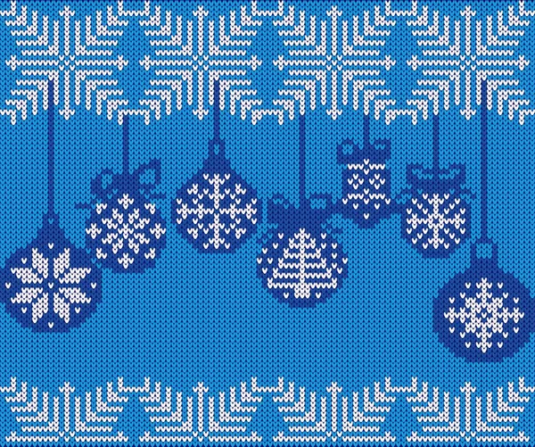 Motif Tricoté Noël Nouvel Noël Modèle Bleu Blanc — Image vectorielle
