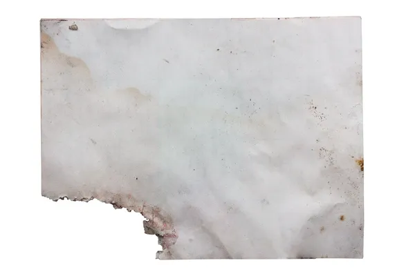 Beschadigde blanco papier op wit — Stockfoto