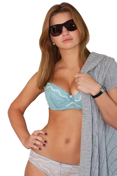 Attraktive brünette Mädchen in Sonnenbrille — Stockfoto