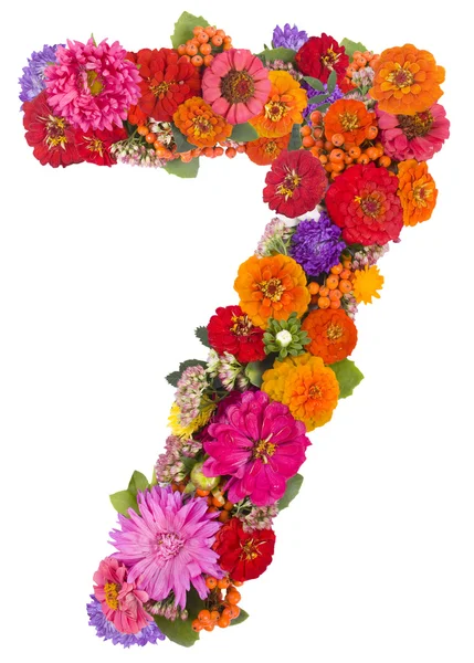 Number 7 made from flowers — Stock Photo, Image