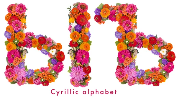 Alfabeto de flores cirílicas aisladas en blanco — Foto de Stock
