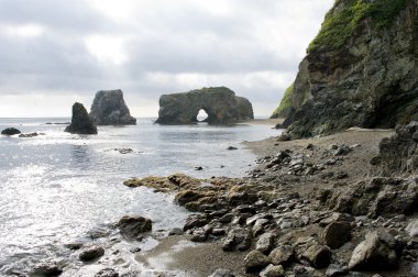 kaprisli kayalık headland velikan, sakhalin Adası, Rusya
