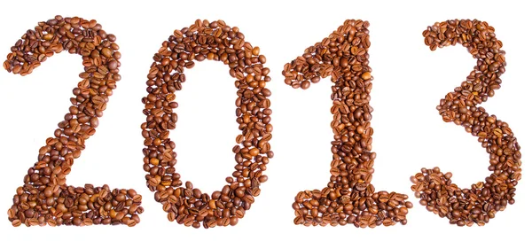 Nieuwe jaar 2013 gemaakt van bonen koffie — Stockfoto
