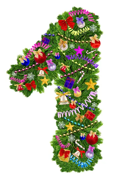 Number 1. Christmas tree decoration — Stock Photo, Image